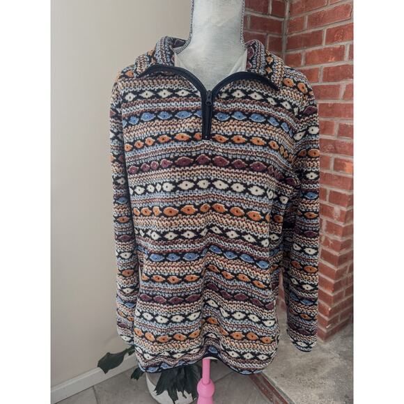 PACSUN Southwestern Aztec Fleece 1/4 Zip Jacket Coat Men's M - Picture 1 of 5